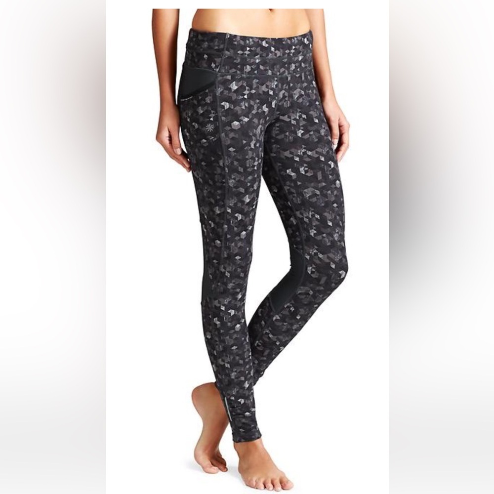 Athleta Black and Gray Geometric Leggings. S